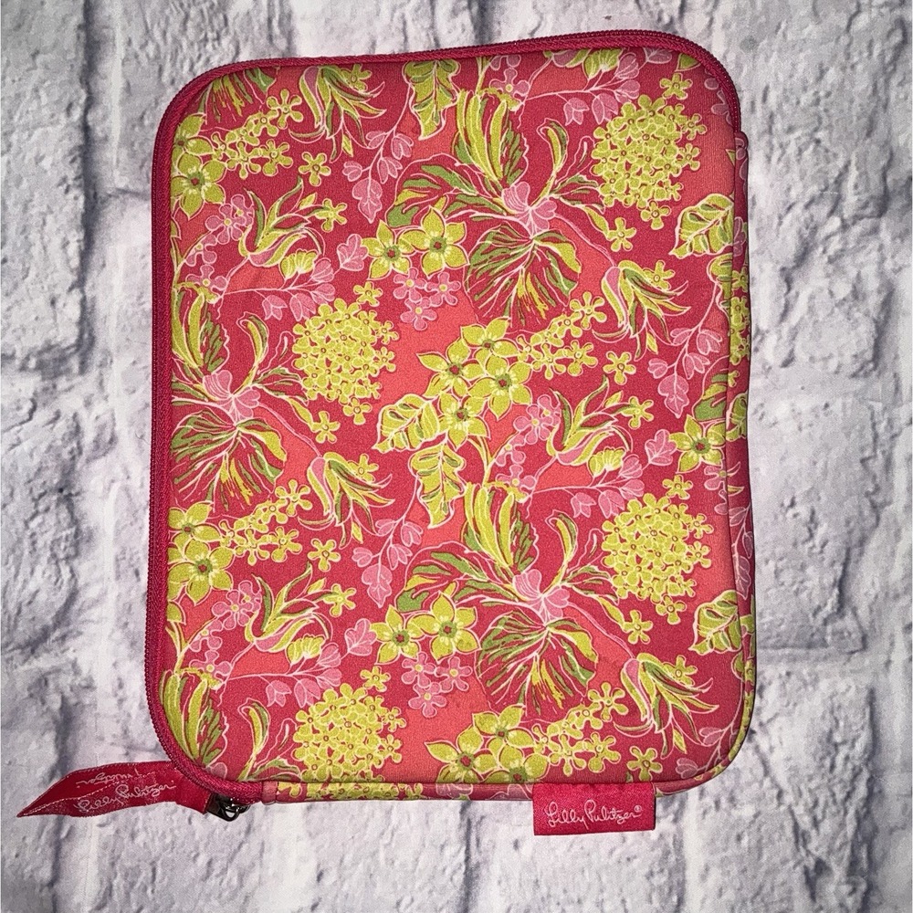 Lilly Pulitzer 8"x10" Tablet Neoprene Soft‎ Zip Top Case Pink & Lime Floral